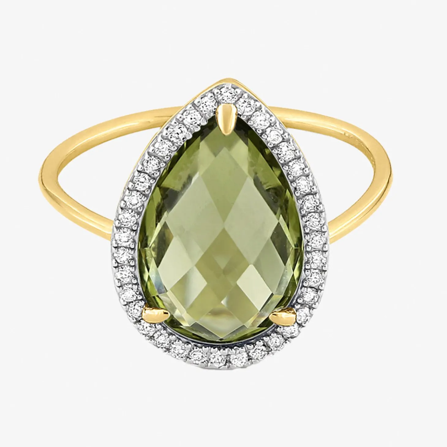 Morganne Bello 18Ct Yellow Gold Alma Pear Olive Quartz Diamond Ring^The Alkemistry Cheap