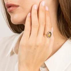 Morganne Bello 18Ct Yellow Gold Alma Pear Olive Quartz Diamond Ring^The Alkemistry Cheap