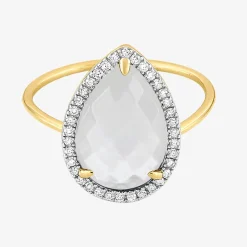 Morganne Bello 18Ct Yellow Gold Alma Pear Mother Of Pearl Diamond Ring^The Alkemistry Flash Sale