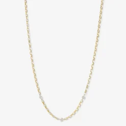 Nude Shimmer - 18Ct Gold, 3 Diamond Medium Shimmer Chain Necklace^The Alkemistry Fashion