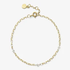 Nude Shimmer - 18Ct Gold, 3 Diamond Medium Shimmer Chain Bracelet^The Alkemistry Discount