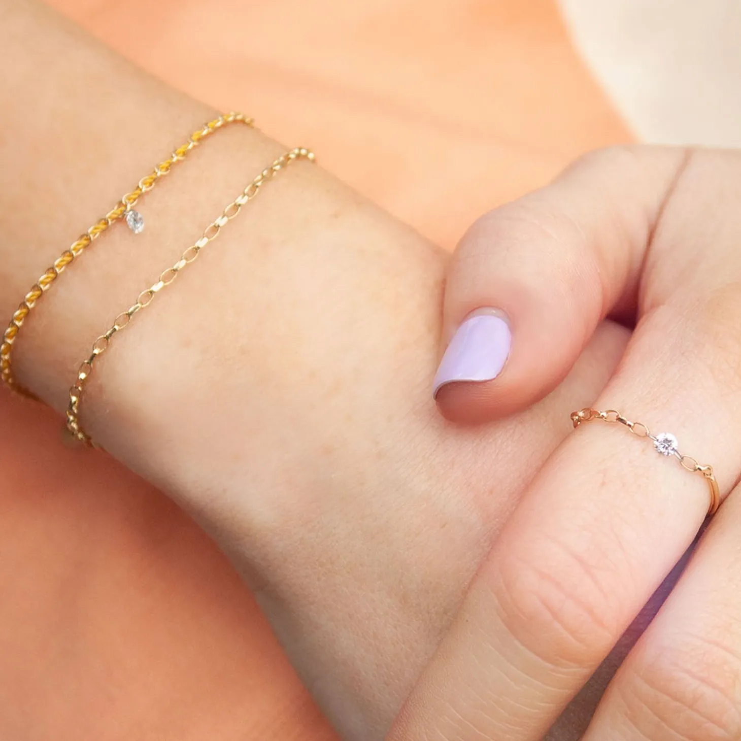 Nude Shimmer - 18Ct Gold, Diamond Shimmer Chain Ring^The Alkemistry Best Sale
