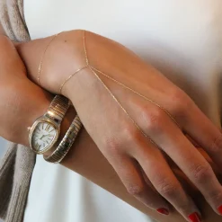Nude Shimmer - 18Ct Gold, Fine Shimmer Double Hand Bracelet^The Alkemistry Flash Sale