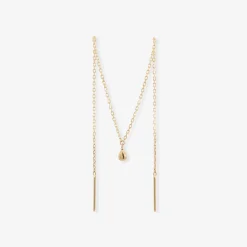 Nude Shimmer - 18Ct Gold, Fine Shimmer Double Piercing Pear Threader (Single)^The Alkemistry Shop