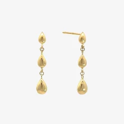 Nude Shimmer - 18Ct Gold, Graduated Pear Drop Earrings (Pair)^The Alkemistry Outlet