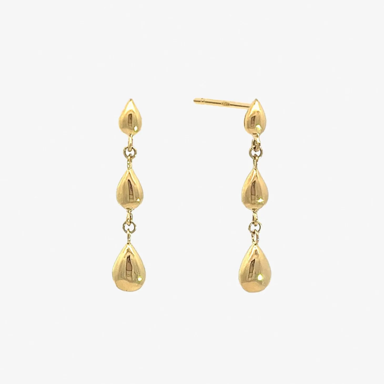 Nude Shimmer - 18Ct Gold, Graduated Pear Drop Earrings (Pair)^The Alkemistry Outlet