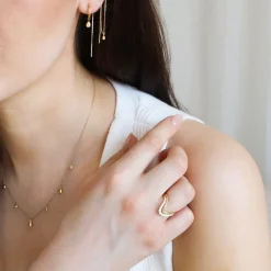 Nude Shimmer - 18Ct Gold, Multi Size Pear Drop Fine Shimmer Necklace^The Alkemistry Cheap