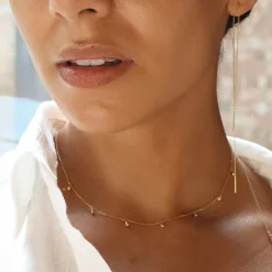 Nude Shimmer - 18Ct Gold, Small Pear Drop Fine Shimmer Necklace^The Alkemistry Discount