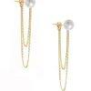 Poppy Finch - 14Ct Gold, Double Chain Wrap Around Pearl Earrings (Pair)^The Alkemistry Shop