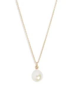 Poppy Finch - 14Ct Gold, Oval Pearl Diamond Dome Necklace^The Alkemistry Fashion