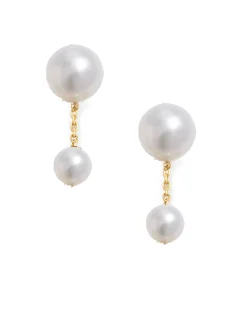 Poppy Finch - 14Ct Gold, Short Pearl Duo Drop Earrings (Pair)^The Alkemistry Best Sale