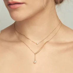 Poppy Finch 14Ct Yellow Gold Shimmer Pearl Pull Through Necklace^The Alkemistry New