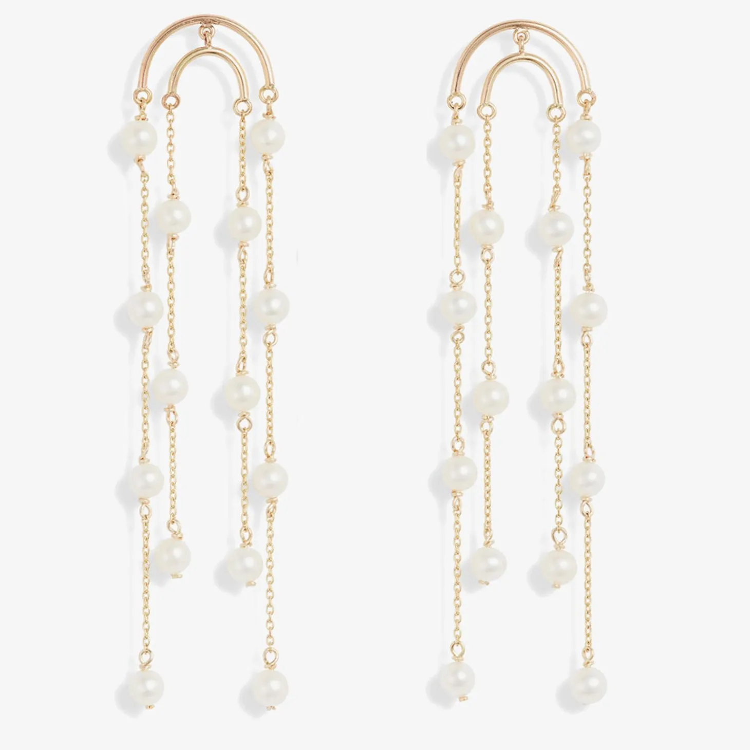 Poppy Finch 14Ct Yellow Gold And Double Crescent Pearl Drop Earrings (Pair)^The Alkemistry Best Sale