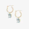 Poppy Finch 14Ct Yellow Gold Rose Cut And Blue Topaz Hoop Earrings (Pair)^The Alkemistry Online