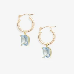 Poppy Finch 14Ct Yellow Gold Rose Cut And Blue Topaz Hoop Earrings (Pair)^The Alkemistry Online
