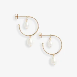 Poppy Finch 14Ct Yellow Gold Double Pearl Hoop Dangle Earrings (Pair)^The Alkemistry Hot