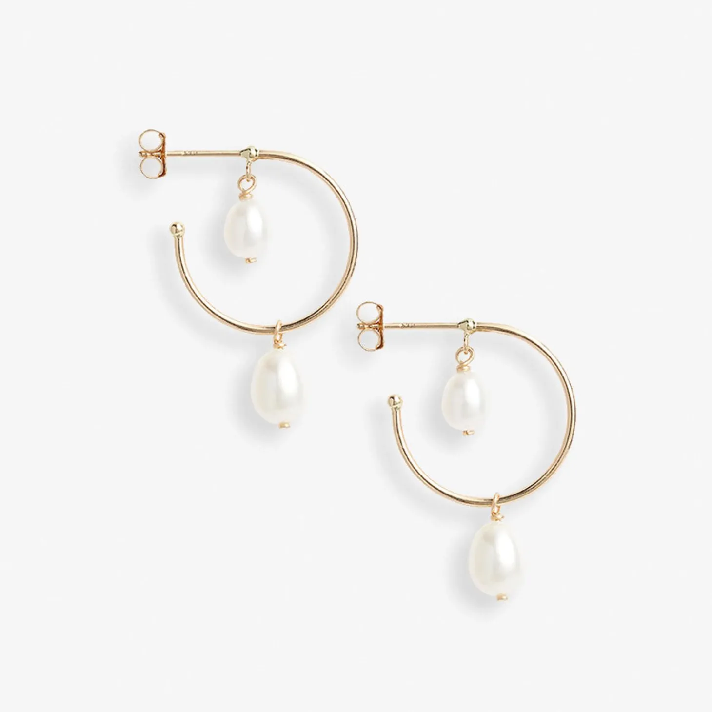 Poppy Finch 14Ct Yellow Gold Double Pearl Hoop Dangle Earrings (Pair)^The Alkemistry Hot