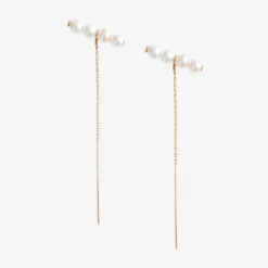 Poppy Finch 14Ct Yellow Gold Baby Pearl Bar Threader Earrings (Pair)^The Alkemistry Discount
