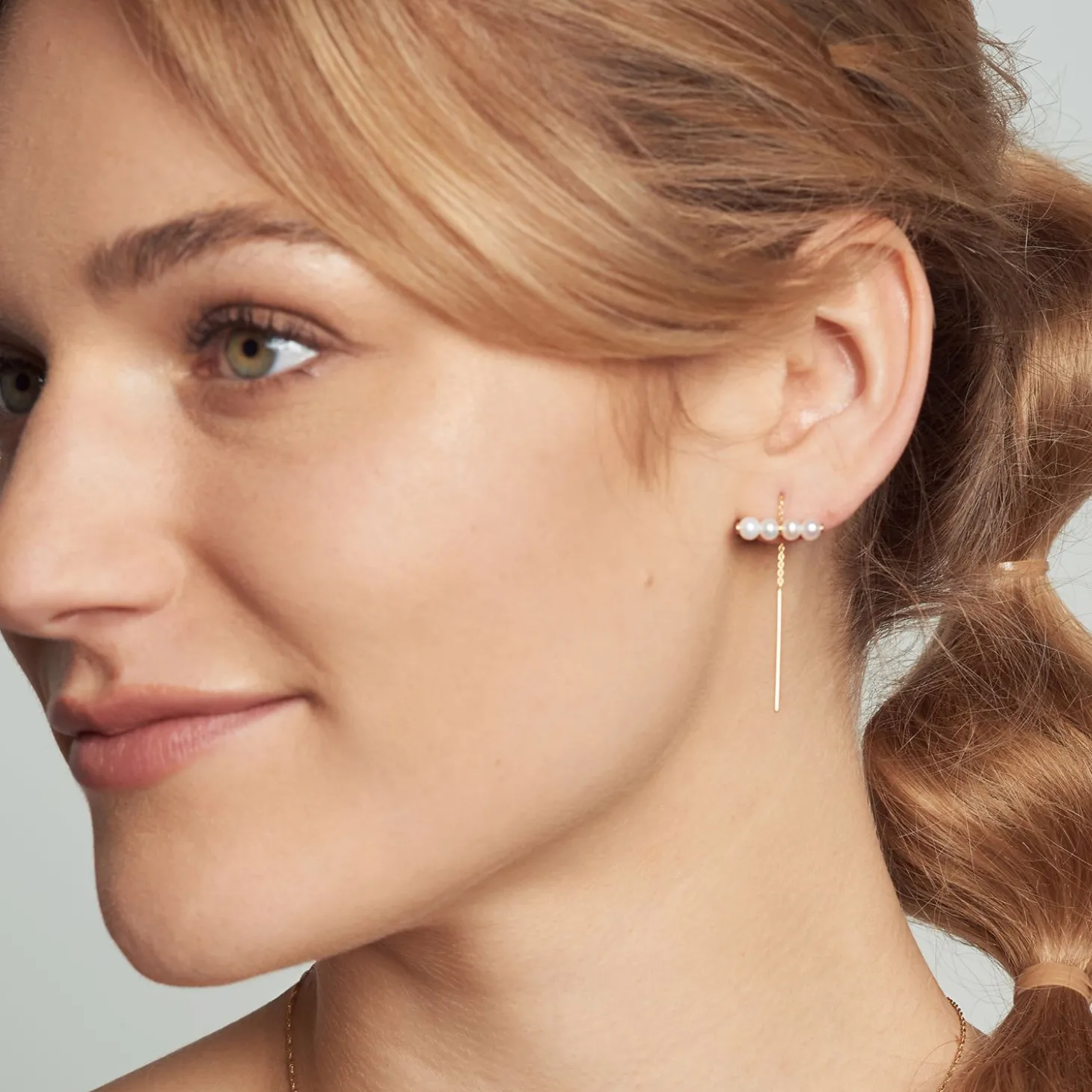 Poppy Finch 14Ct Yellow Gold Baby Pearl Bar Threader Earrings (Pair)^The Alkemistry Discount