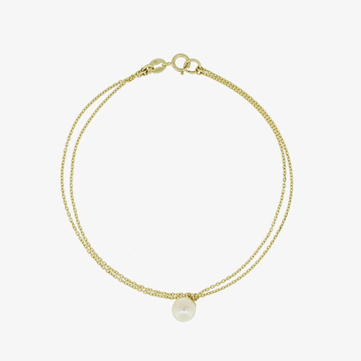 Poppy Finch 14Ct Yellow Gold Double Chain Pearl Drop Bracelet^The Alkemistry Hot