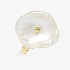 Poppy Finch 14Ct Yellow Gold And Petal Pearl Ring^The Alkemistry New