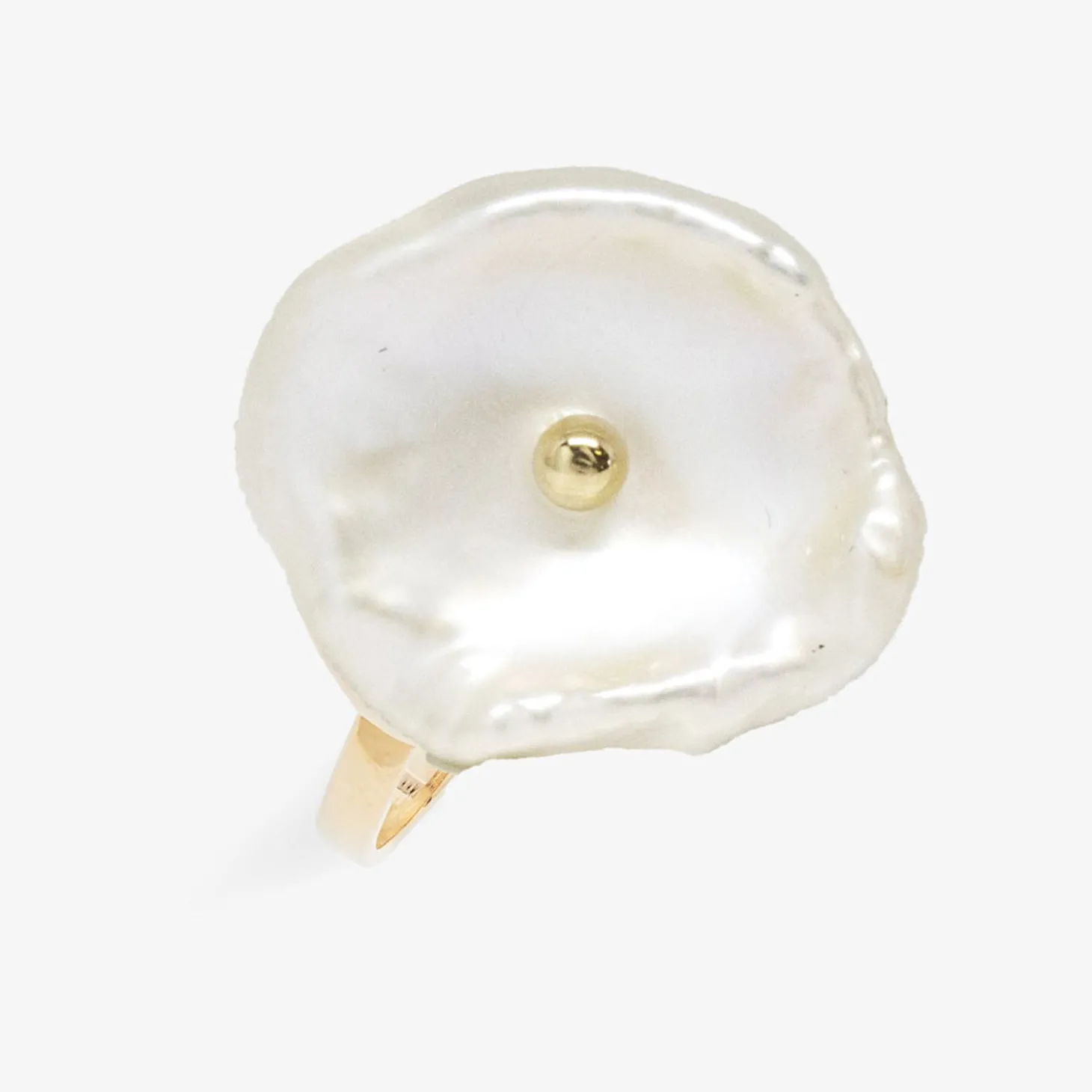 Poppy Finch 14Ct Yellow Gold And Petal Pearl Ring^The Alkemistry New