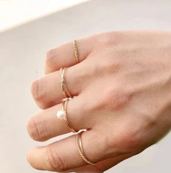 Poppy Finch 14Ct Yellow Gold Pearl Skinny Criss Cross Ring^The Alkemistry Discount