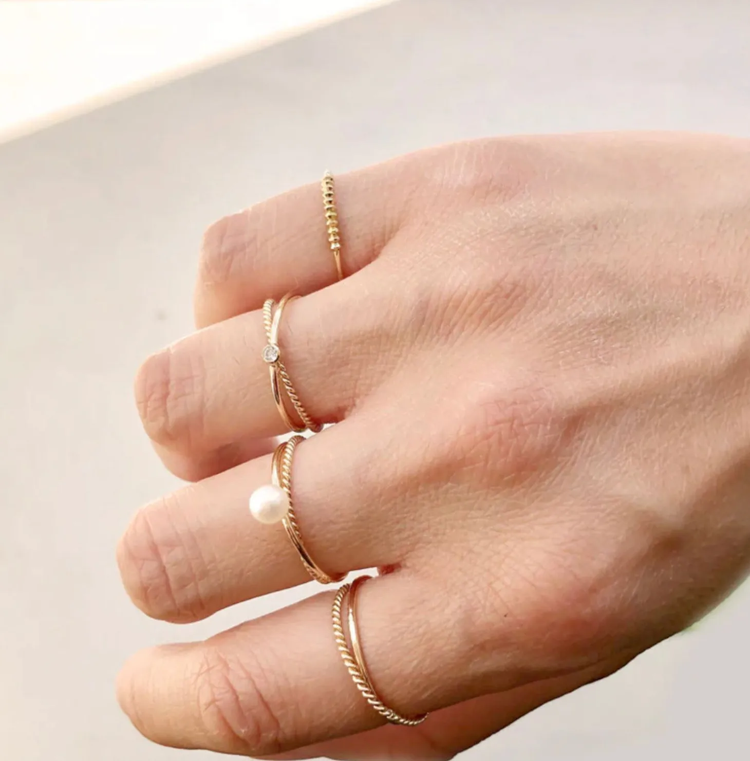 Poppy Finch 14Ct Yellow Gold Pearl Skinny Criss Cross Ring^The Alkemistry Discount