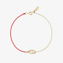 Ruifier 18Ct Yellow Gold Morning Dew Akoya Pearl And Diamond Red Thread And Chain Bracelet^The Alkemistry Flash Sale
