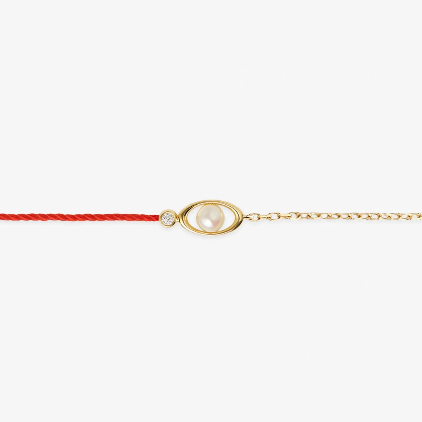 Ruifier 18Ct Yellow Gold Morning Dew Akoya Pearl And Diamond Red Thread And Chain Bracelet^The Alkemistry Flash Sale