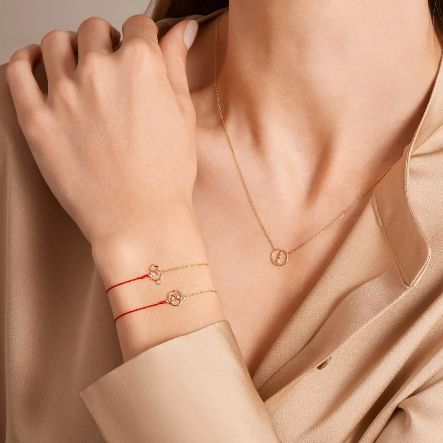 Ruifier 18Ct Yellow Gold Scintilla Monkey Red Cord And Chain Bracelet^The Alkemistry Clearance