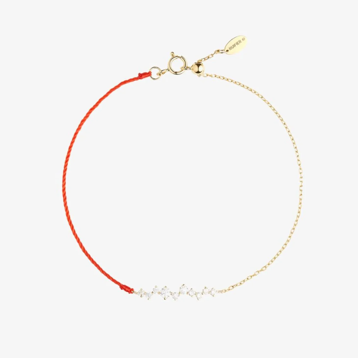 Ruifier 18Ct Yellow Gold Scintilla Deca Ray 10 Diamond Red Cord And Chain Bracelet^The Alkemistry Store