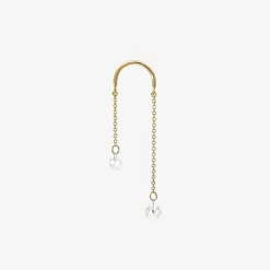 Suncatcher - 18Ct Gold, Asymmetric Double Diamond Drop Earring (Single)^The Alkemistry Store