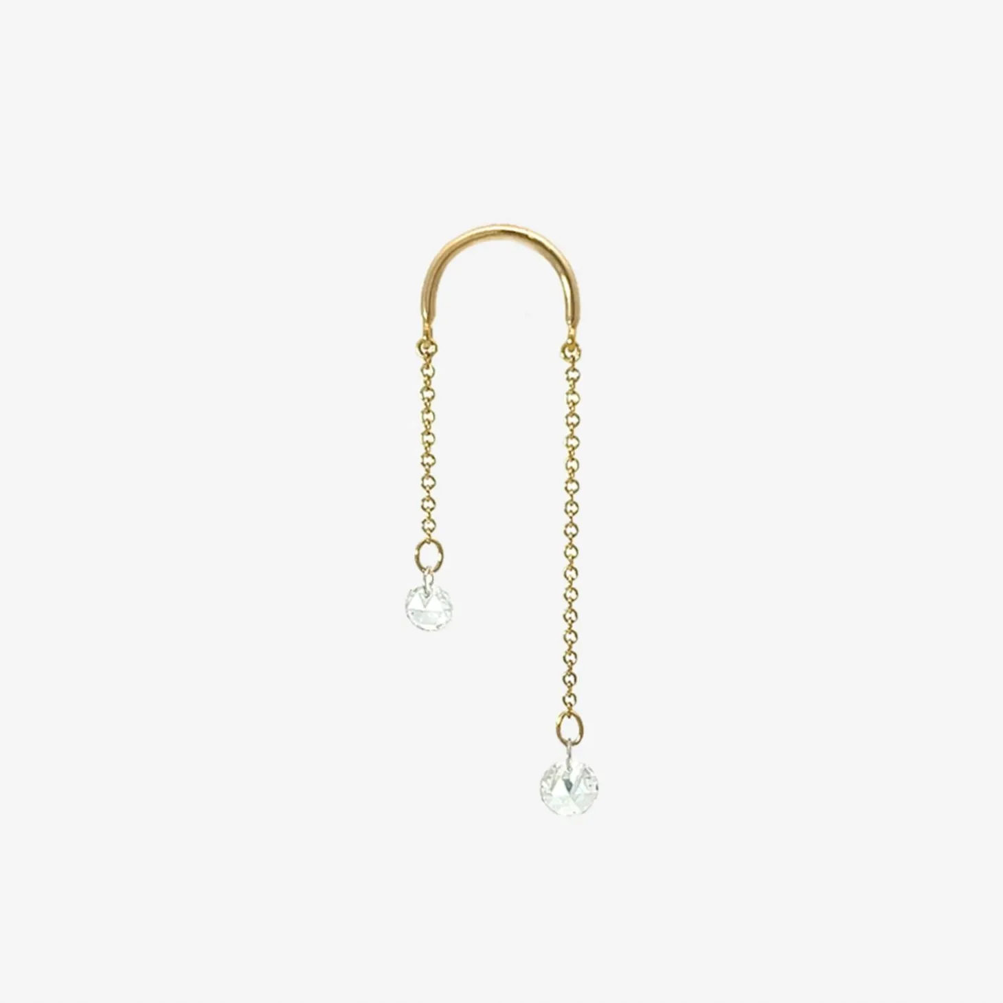 Suncatcher - 18Ct Gold, Asymmetric Double Diamond Drop Earring (Single)^The Alkemistry Store