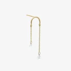 Suncatcher - 18Ct Gold, Asymmetric Double Diamond Drop Earring (Single)^The Alkemistry Store