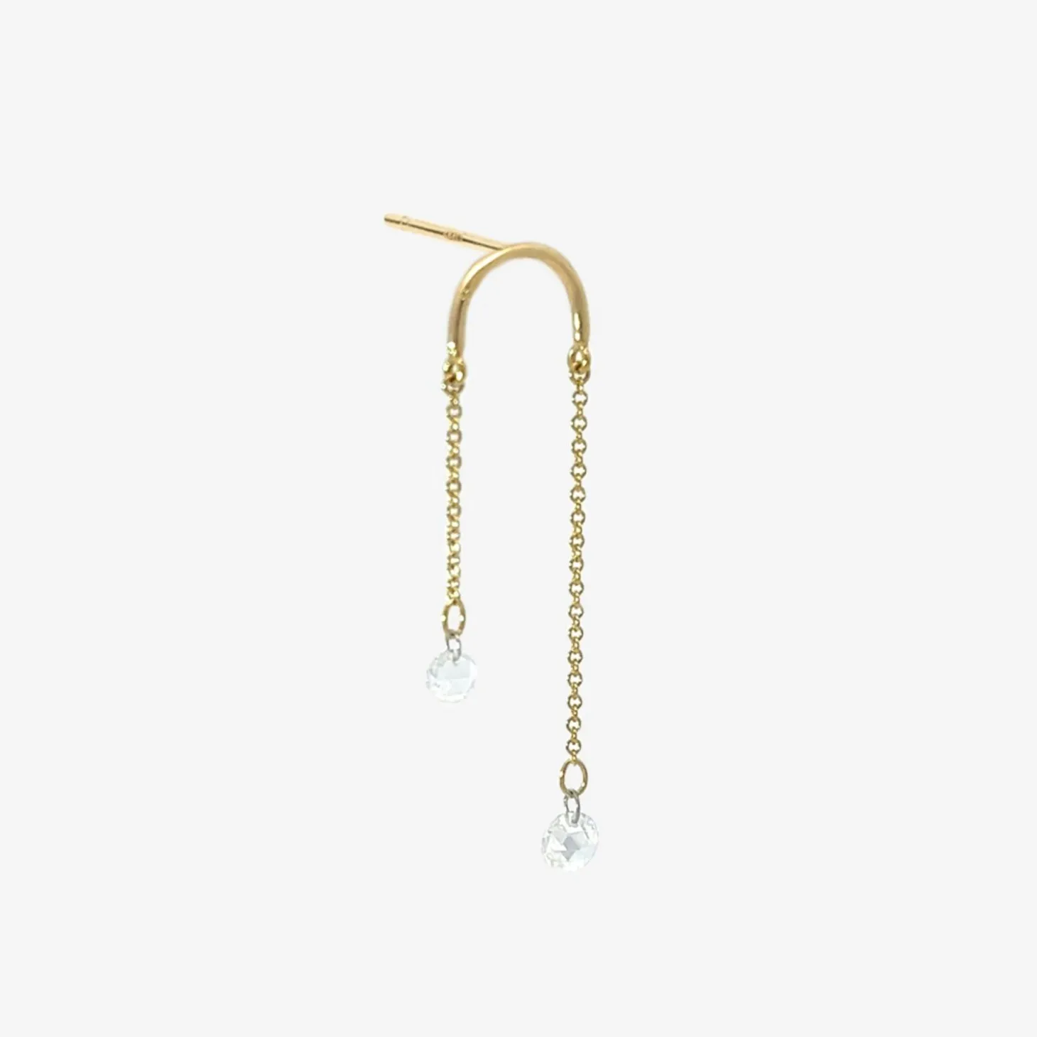 Suncatcher - 18Ct Gold, Asymmetric Double Diamond Drop Earring (Single)^The Alkemistry Store