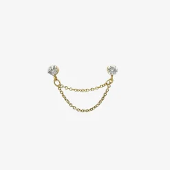 Suncatcher - 18Ct Gold, Double Diamond Chain Earring (Single)^The Alkemistry Discount