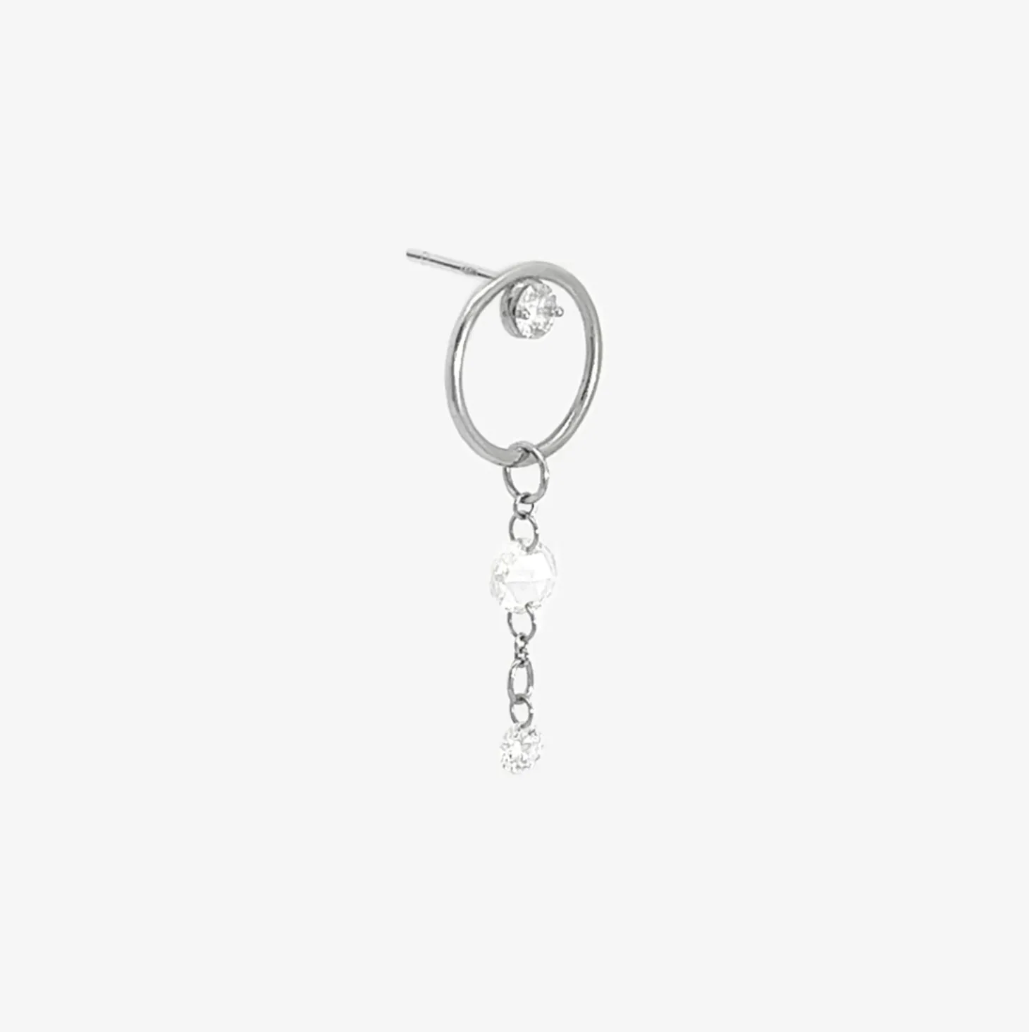 Suncatcher - 18Ct Gold, Double Diamond Drop Earring (Single)^The Alkemistry Sale
