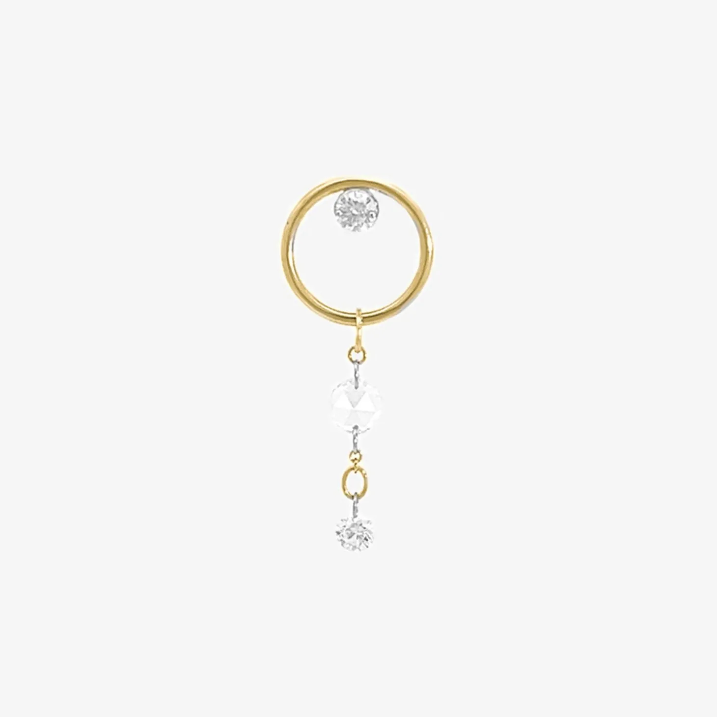 Suncatcher - 18Ct Gold, Double Diamond Drop Earring (Single)^The Alkemistry Best