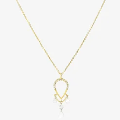 Suncatcher - 18Ct Gold, Pave Pear Triple Pear & Round Drop Necklace^The Alkemistry Clearance