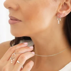 Suncatcher - 18Ct Gold, Pave Pear Triple Pear & Round Drop Necklace^The Alkemistry Cheap