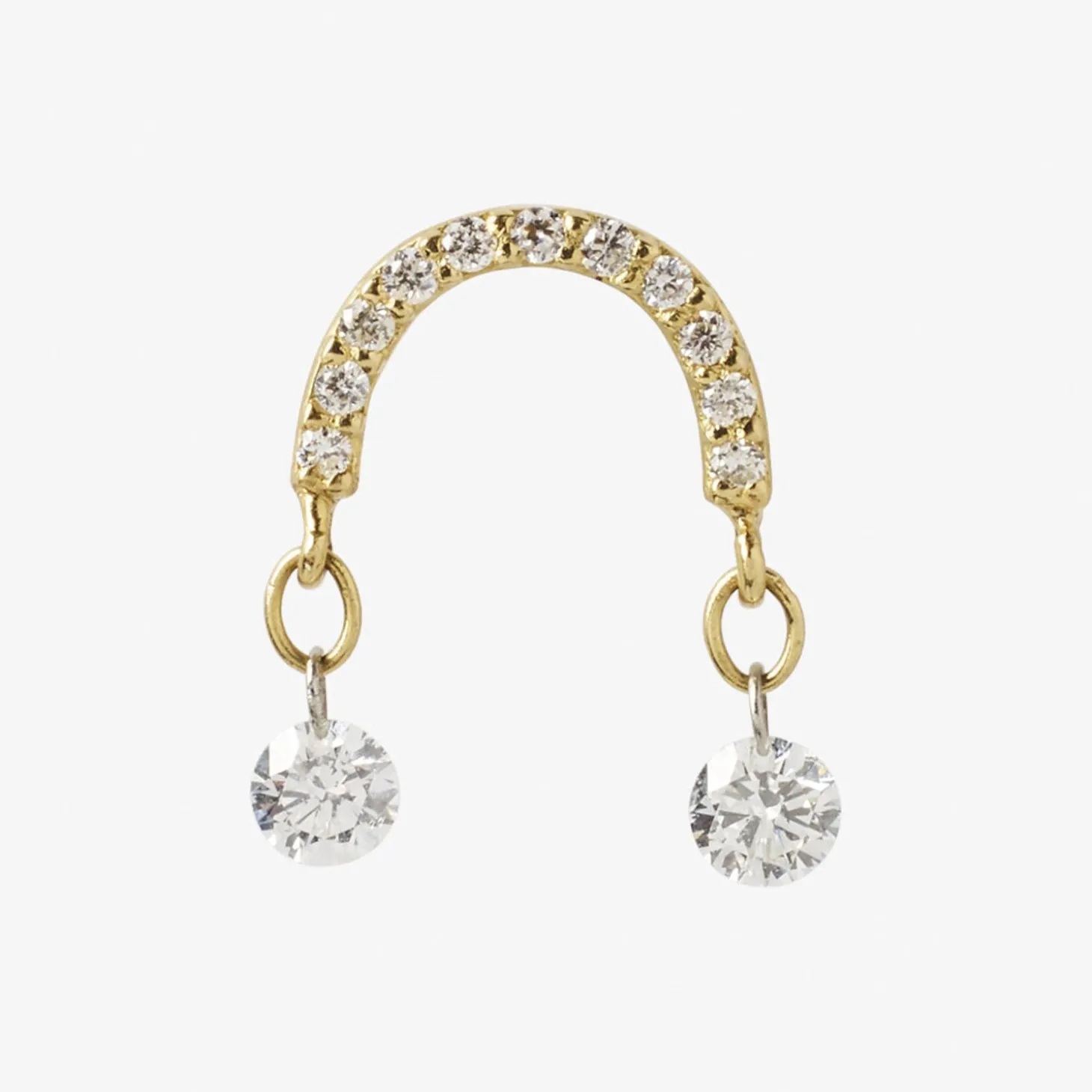 Suncatcher - 18Ct Gold, Pave Arch Double Diamond Earring (Single)^The Alkemistry Outlet