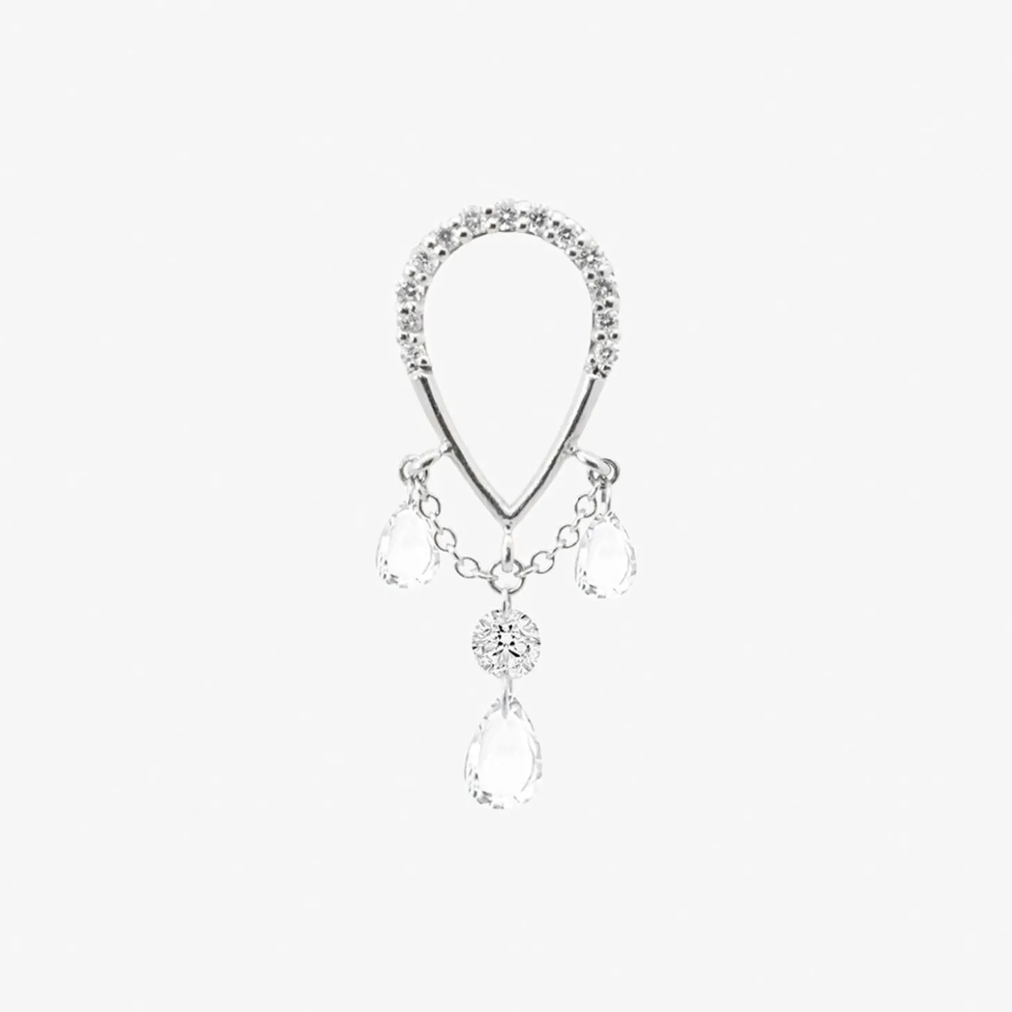 Suncatcher - 18Ct Gold, Pave Pear Triple Pear Drop Earring (Single)^The Alkemistry Fashion