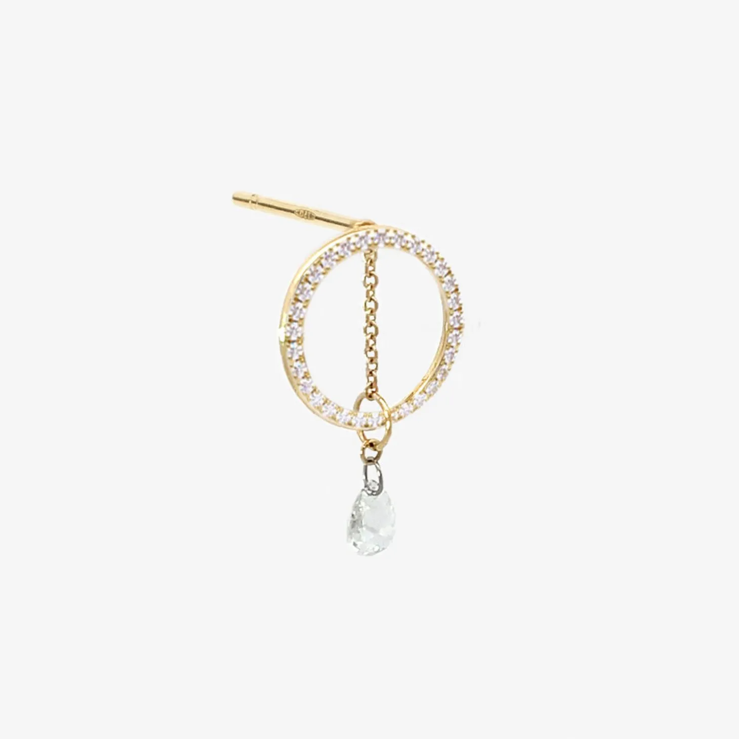 Suncatcher - 18Ct Gold, Rose Cut Diamond Pave Circle Earring (Single)^The Alkemistry Discount