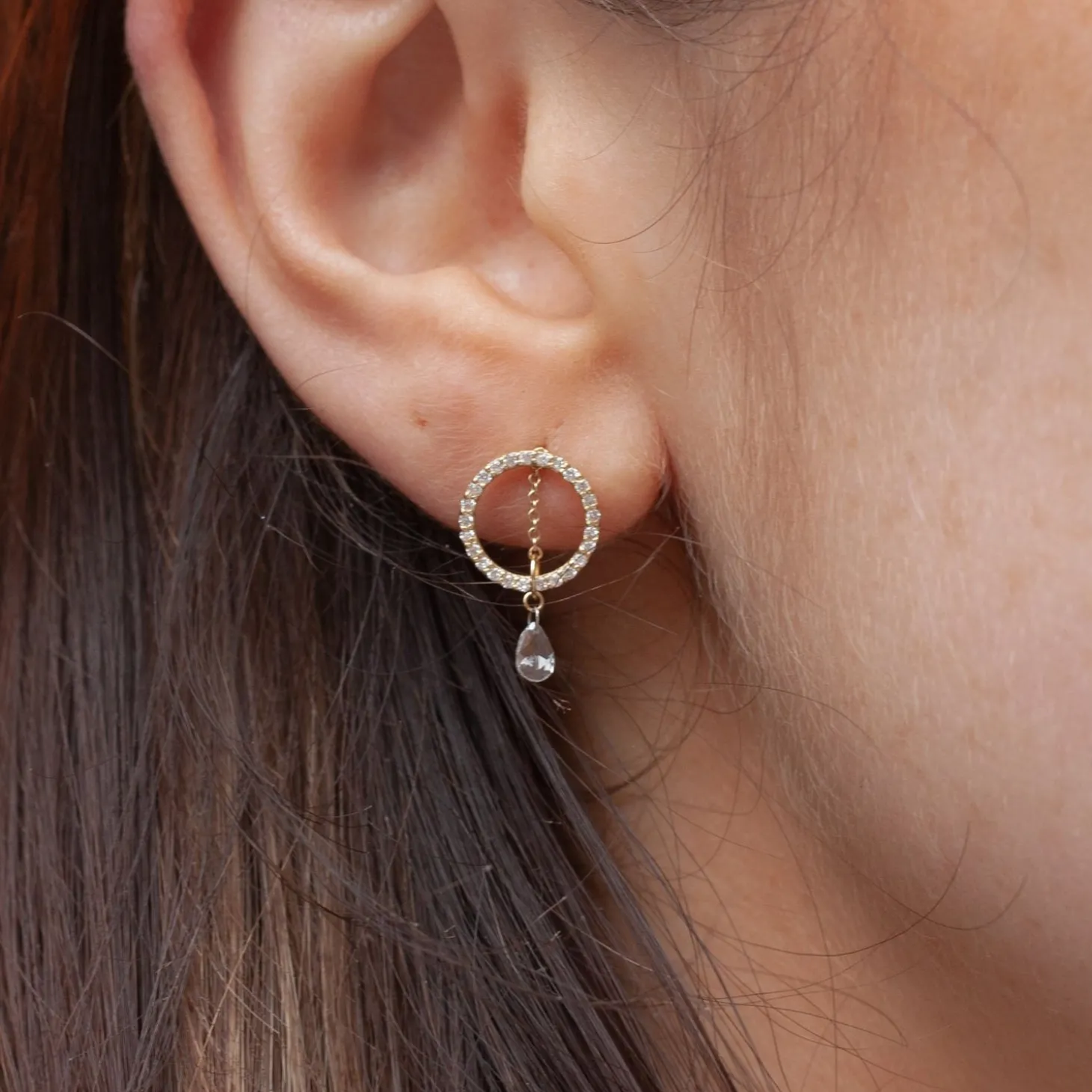 Suncatcher - 18Ct Gold, Rose Cut Diamond Pave Circle Earring (Single)^The Alkemistry Discount