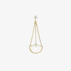 Suncatcher - 18Ct Gold, Rose Cut Diamond Pendulum Earring (Single)^The Alkemistry Hot