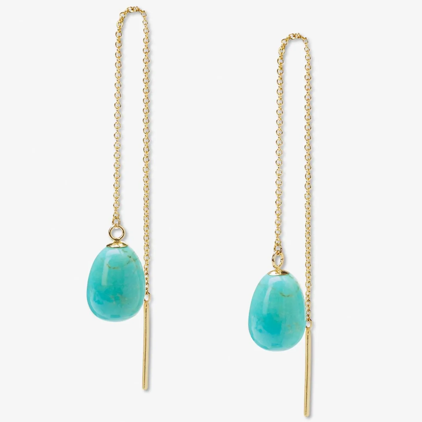 Vianna - 18Ct Gold, Large Turquoise Threader Earrings (Pair)^The Alkemistry Cheap
