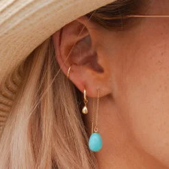 Vianna - 18Ct Gold, Large Turquoise Threader Earrings (Pair)^The Alkemistry Cheap