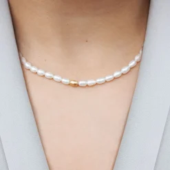 Vianna - 18Ct Gold, Large White Pearl And Large Gold Bead Necklace^The Alkemistry Outlet