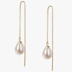 Vianna - 18Ct Gold, Large White Pearl Threader Earrings (Pair)^The Alkemistry Store